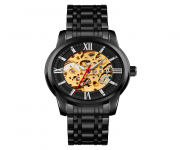 SKMEI 9222 Black Stainless Steel Automatic Watch For Men - Black