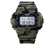 SKMEI 1608 Army Green Camouflage PU Digital Watch For Unisex - Army Green Camouflage