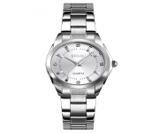 SKMEI 1620 Silver Stainless Steel Analog Watch For Women - White & Silver