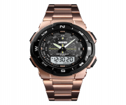 SKMEI 1370 RoseGold Stainless Steel Dual Time Watch For Men - RoseGold