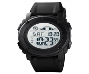 SKMEI 1576 Black PU Digital Watch For Unisex - Black