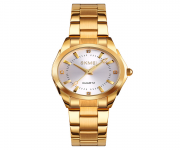 SKMEI 1620 Golden Stainless Steel Analog Watch For Women - White & Golden