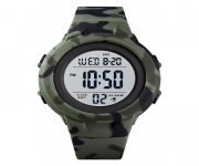 SKMEI 1615 Army Green Camouflage PU Digital Watch For Unisex - Army Green Camouflage