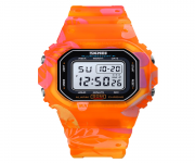 SKMEI 1608 Orange PU Digital Watch For Unisex - Orange