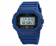 SKMEI 1628 Navy Blue PU Digital Watch For Unisex - Navy Blue