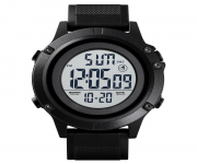 SKMEI 1508 Black PU Digital Watch For Unisex - White & Black
