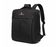NAVIFORCE B6809 Fashion Casual Men's Backpacks Large Capacity Business Travel USB Charging Bag - Black