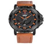 NAVIFORCE NF9122 Brown PU Leather Analog Watch for Men - Orange & Brown