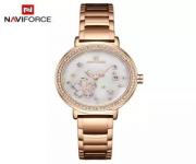 NAVIFORCE NF5016 RoseGold Stainless Steel Analog Watch For Women - White & RoseGold