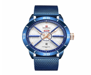 NAVIFORCE NF9155 Royal Blue Mesh Stainless Steel Analog Watch For Men - White & Royal Blue