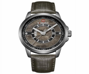NAVIFORCE NF9151 Grey PU Leather Analog Watch for Men - Black & Grey