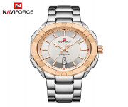 NAVIFORCE NF9176 Silver Stainless Steel Analog Watch for Men - RoseGold & Silver