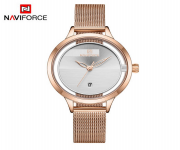 NAVIFORCE NF5014 RoseGold Mesh Stainless Steel Analog Watch For Women - RoseGold