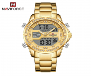 NAVIFORCE NF9190 Golden Stainless Steel Dual Time Watch For Women - Golden