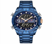 NAVIFORCE NF9146 Royal Blue Stainless Steel Dual Time Wrist Watch For Men - Royal Blue