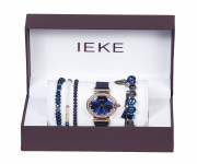 IEKE 88039 Royal Blue Mesh Stainless Steel Analog Watch For Women - RoseGold & Royal Blue