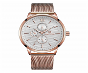 NAVIFORCE NF3003 RoseGold Mesh Stainless Steel Chronograph Watch For Men - RoseGold
