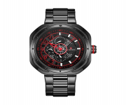NAVIFORCE NF9141 Black Stainless Steel Chronograph Watch For Men - Red & Black