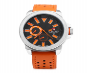 NAVIFORCE NF9064 Brown PU Leather Chronograph Watch For Men - Orange & Silver