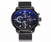NAVIFORCE NF9068 Black Mesh Stainless Steel Chronograph Watch For Men - Black & Yellow