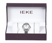 IEKE K219 Silver Mesh Stainless Steel Analog Watch For Women - White & Silver
