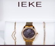 IEKE 88052 Golden Mesh Stainless Steel Analog Watch For Women - Chocolate & Golden