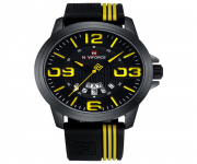 NAVIFORCE NF9123 Black And Yellow Two Tone Silicon Rubber Band Analog Watch for Men