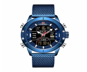 NAVIFORCE NF9153 Stainless Steel Dual Time Wrist Watch for Men - Royal Blue