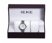 IEKE K207 Silver Mesh Stainless Steel Analog Watch For Women - White & Silver