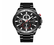 CURREN 8275 Black Stainless Steel Chronograph Watch For Men - Black