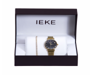 IEKE 88045 Golden Mesh Stainless Steel Analog Watch For Women - Black & Golden