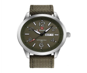 NAVIFORCE NF9101 Green Canvas Nylon Analog Watch For Men - Silver & Green