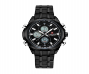 NAVIFORCE NF9049 Black Stainless Steel Dual Time Wrist Watch For Men