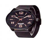 CURREN 8236 - Black Stainless Steel Analog Watch for Men - Black