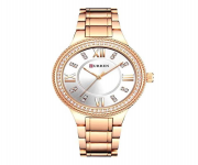 CURREN 9004 RoseGold Stainless Steel Analog Watch for Women - White & RoseGold