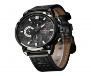 NF9068 - Black Leather Wrist Watch for Men