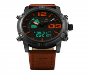 Naviforce NF9095 - with day date Brown Leather Wrist Watch for Men