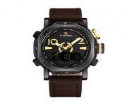 Naviforce NF9094 - Coffee Leather Wrist Watch for Men