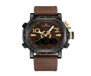 Naviforce NF9094 - Dark Brown Leather Wrist Watch for Men