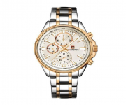9089 - Stainless Steel Chronograph Wrist Watch For Men - Silver and Rose Gold