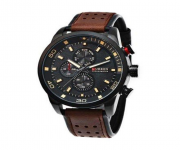 CURREN 8250 - Chocolate Leather Chronograph Watch for Men - Brown