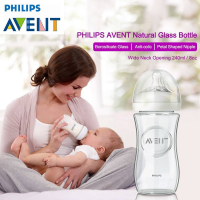 Premium Philips Avent Natural Glass Bottle 1m+ | Wide Neck | 240ml Capacity