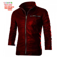 Gents Full Artificial Leather Jacket - Vip1 Red | Mens Fashion