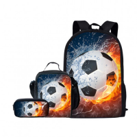 Cartoon Football Backpack - Flame 3 Pcs/set | ForUDesigns