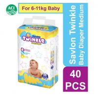 Savlon Twinkle Baby Diaper Medium 6-11kg - 40 Pcs | Super Absorbent and Comfortable Diapers | Shop Now