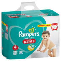 Pampers Baby-Dry Nappy Pants Disposable Cotton Nappies – Size 4 – (Jumbo+ 74 Pack)- UK