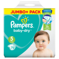 Pampers Baby Dry Belt - Up to 12 Hours Protection | Size 5 (11-16kg) | 72 Nappies | UK