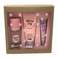 Victoria's Secret PINK Gift Set 3 Piece Warm & Cozy Mist, Lotion, Lip Oil