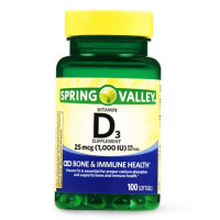 Boost Your Vitamin D Levels with Spring Valley Vitamin D3 Supplement - 100 Softgels