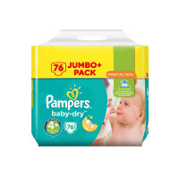 Pampers Jumbo Pack Baby Dry Diapers Size 4+ | Premium Absorbency for Happy Babies | Shop Now!